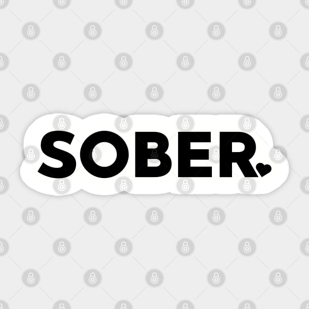 Sober with Minimal Heart Sticker by SOS@ddicted